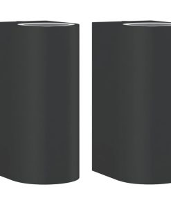 Applique Da Parete Per Esterni 2 Pz Nere Alluminio Pressofuso