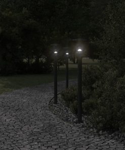 Lampade Da Terra Per Esterni 3 Pz Nere 100 Cm In Acciaio Inox