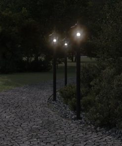 Lampade Da Terra Per Esterni 3 Pz Nere 120 Cm In Acciaio Inox