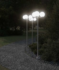 Lampade Da Terra Per Esterni 2pz Argento 215cm In Acciaio Inox