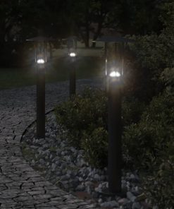 Lampade Da Terra Per Esterni 3 Pz Nere 60 Cm In Acciaio Inox
