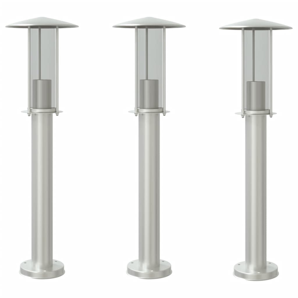 Lampade Da Terra Per Esterni 3 Pz Argento 60 Cm In Acciaio Inox - Image 3