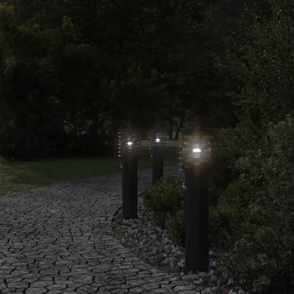 Lampade Da Terra Per Esterni Sensore 3 Pz Nere 60 Cm Acciaio - Image 6