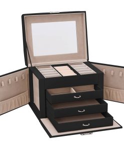 Portagioie A 4 Strati Con Specchio Bloccabile 22,5x17,5x16,5 cm