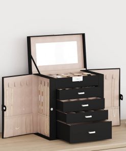 Portagioie A 5 Strati Con Specchio Chiudibile A Specchio Nero