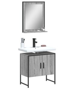 Set Mobili Da Bagno 2 Pz Grigio Sonoma In Legno Multistrato