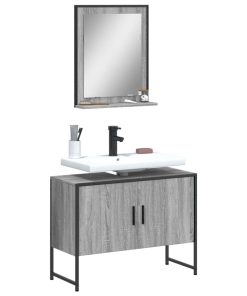 Set Mobili Da Bagno 2 Pz Grigio Sonoma In Legno Multistrato
