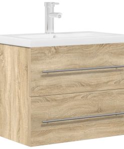 Set Mobili Da Bagno 2 Pz Rovere Sonoma In Legno Multistrato