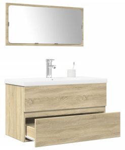 Set Mobili Da Bagno 3 Pz Rovere Sonoma In Legno Multistrato