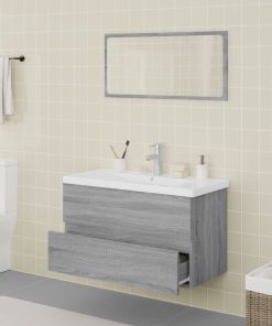 Set Di Mobili Da Bagno Grigio Sonoma In Legno Multistrato