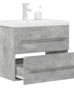Set Mobili Da Bagno 2 Pz Grigio Cemento In Legno Multistrato