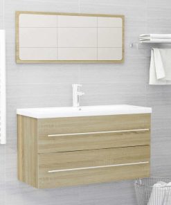 Set Mobili Da Bagno 2 Pz Rovere Sonoma In Legno Multistrato
