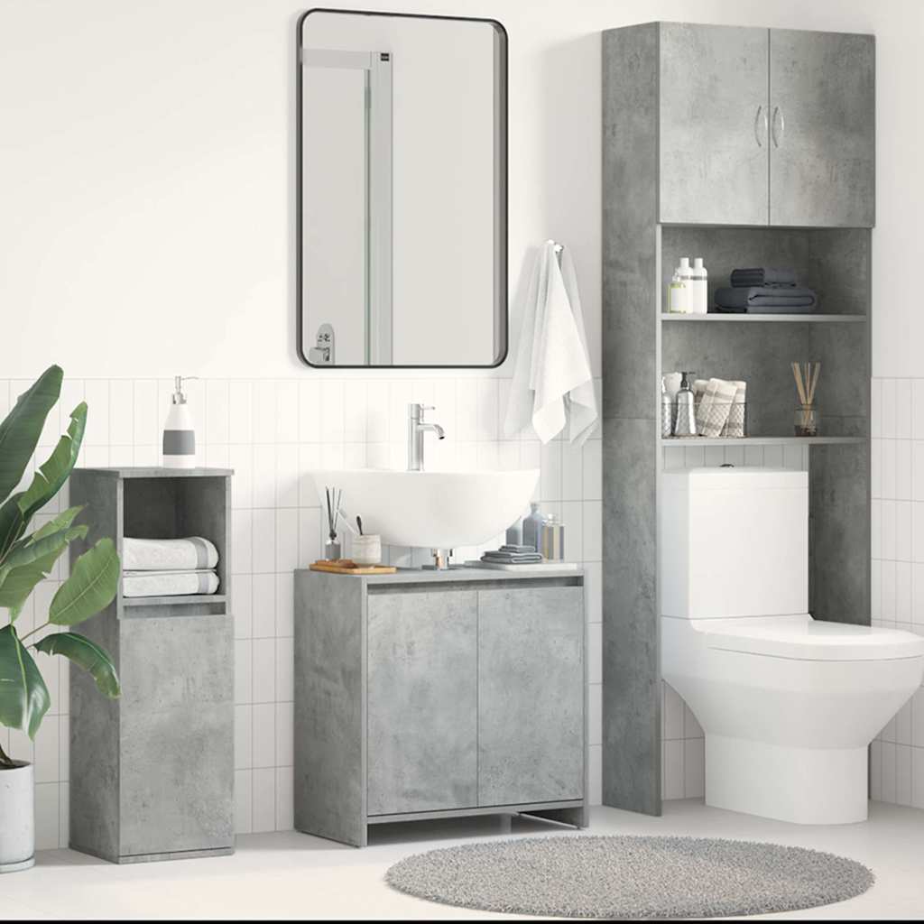 Mobile Da Bagno Grigio Cemento 60x33x61 Cm In Legno Multistrato - Image 4