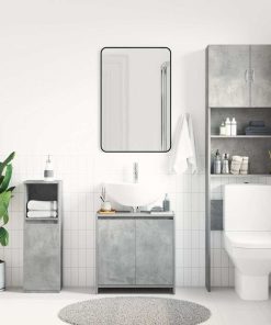 Mobile Da Bagno Grigio Cemento 60x33x61 Cm In Legno Multistrato