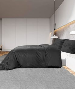 Set Copripiumino Nero 140x200 Cm In Microfibra Leggera