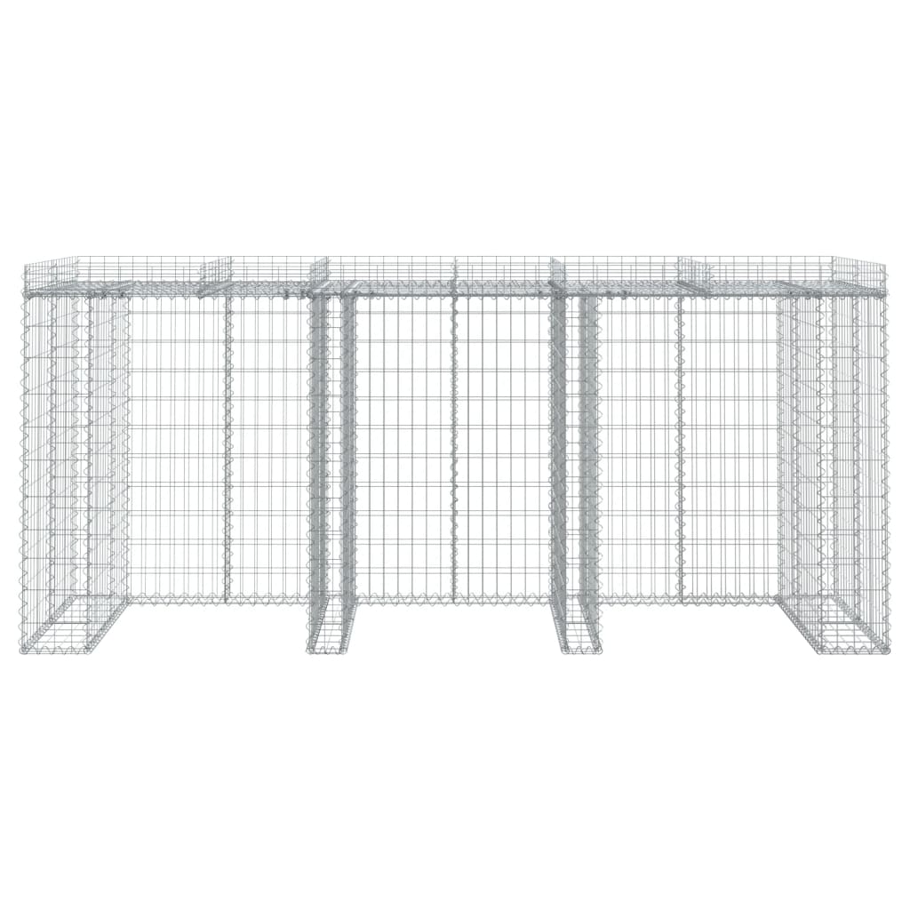 Parete Gabbioni Bidone Spazzatura 270x91x120 Cm Ferro Zincato