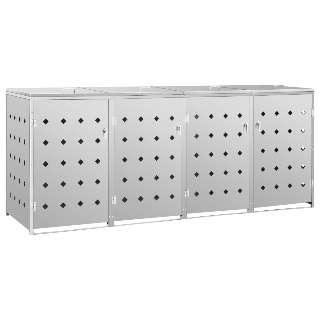 Copribidone Per Spazzatura Quadruplo 240 L In Acciaio Inox