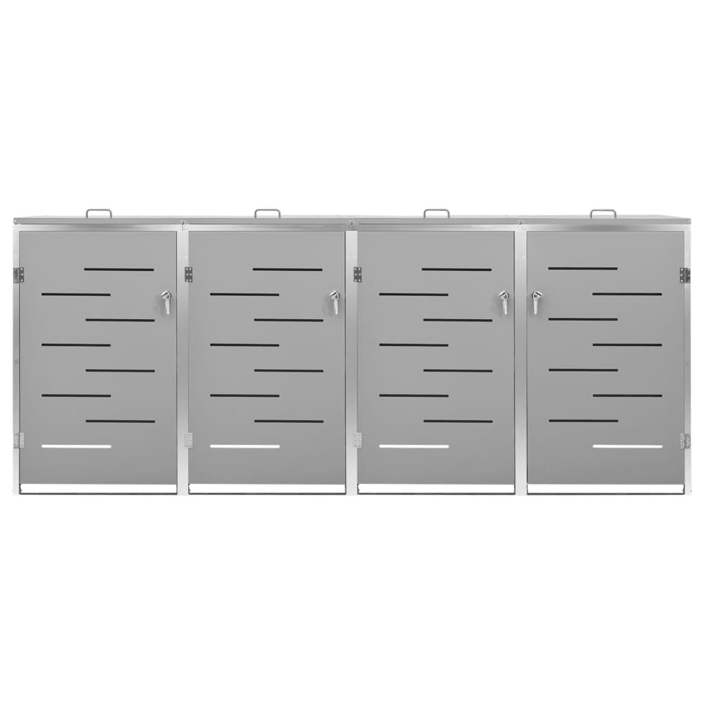 Copri Bidoni Pattume Quadruplo 276,5x77,5x112,5 Cm Acciaio Inox - Image 3