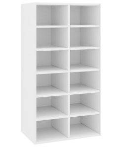 Scarpiera Bianca 54x34x100,5 Cm In Legno Multistrato