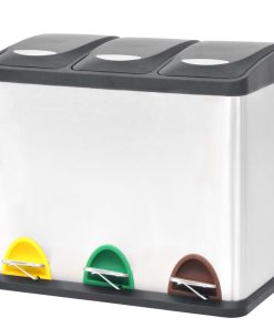 Pattumiera A Pedale Per Riciclo In Acciaio Inossidabile 24 L