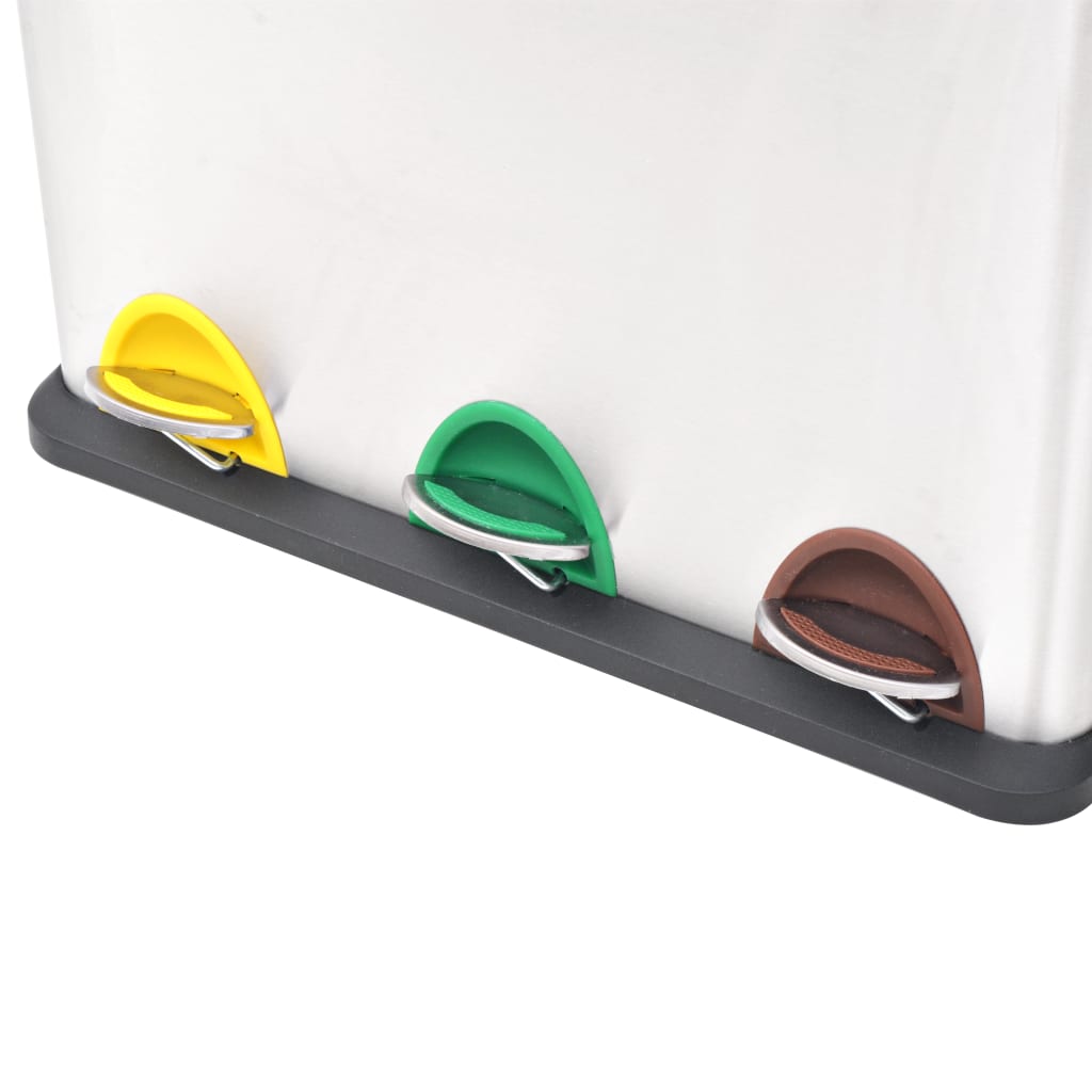 Pattumiera A Pedale Per Riciclo In Acciaio Inossidabile 24 L - Image 4