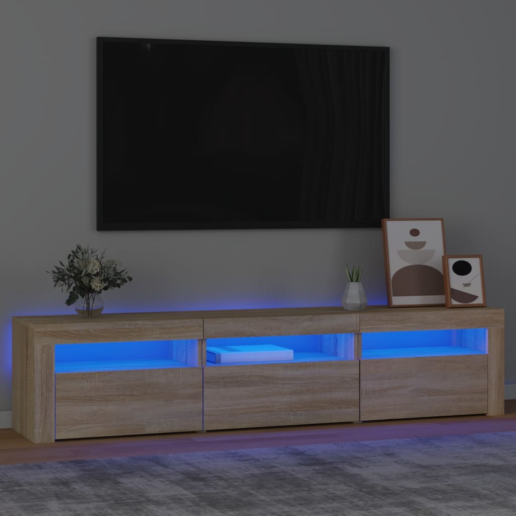 Mobile Porta Tv Con Luci Led Rovere Sonoma 180x35x40 cm