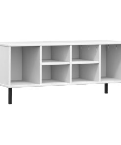Scarpiera Gambe Metallo Bianco 106x35x45cm Legno Massello Oslo