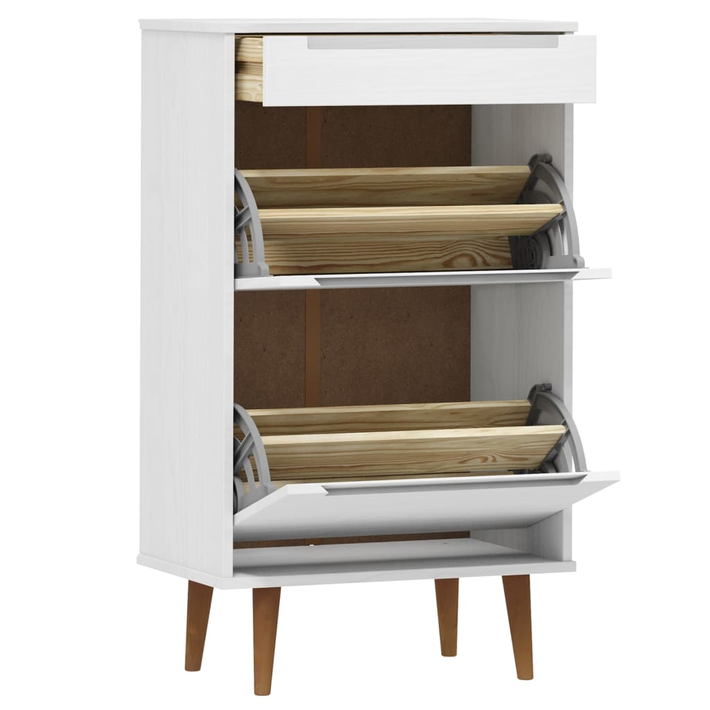 Scarpiera Molde Bianca 59,5x35x103 Cm In Legno Massello Di Pino