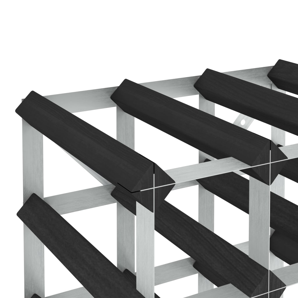 Portavini Da 120 Bottiglie Nero In Legno Massello Di Pino - Image 5