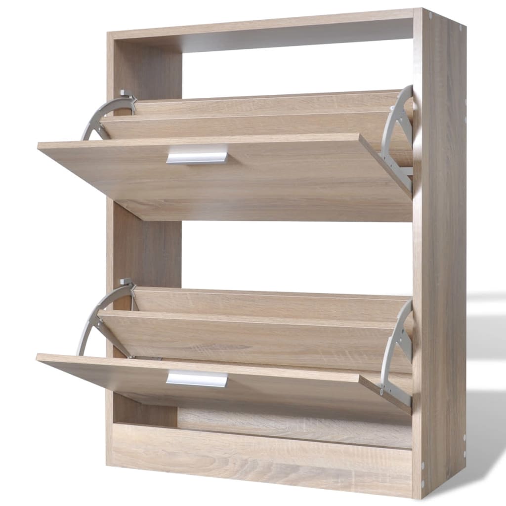 Scarpiera In Legno Effetto Rovere Con 2 Scomparti