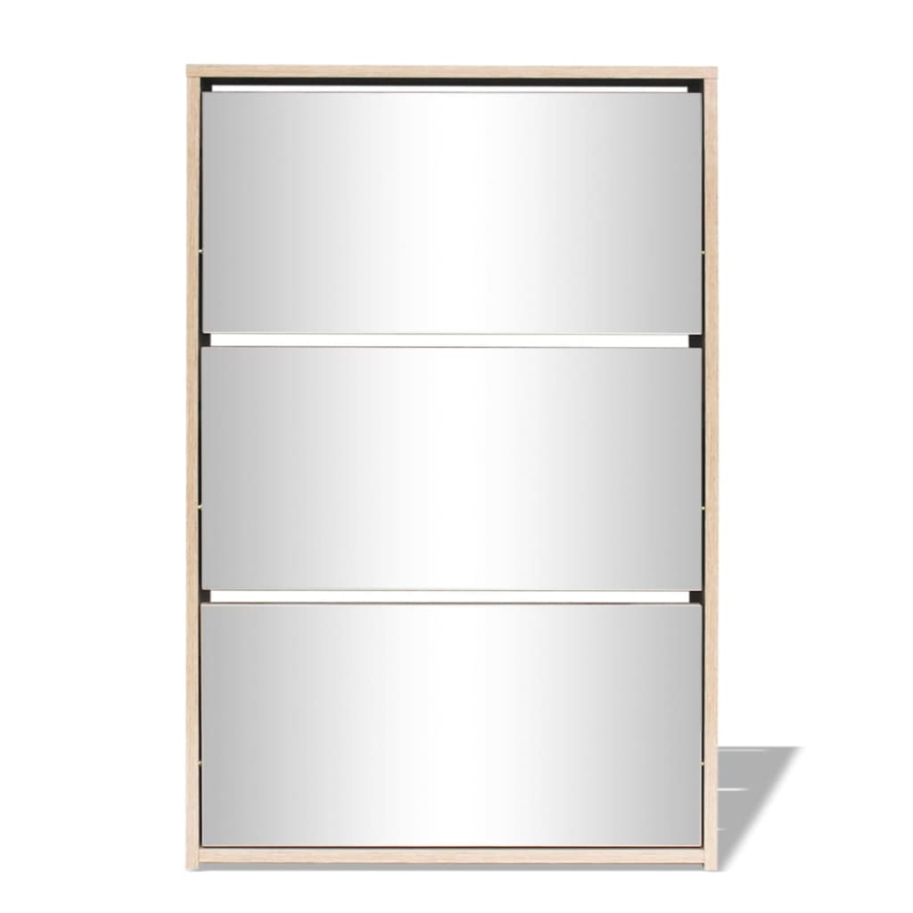 Scarpiera Con 3 Ripiani E Specchio Colore Rovere 63x17x102,5 cm - Image 2