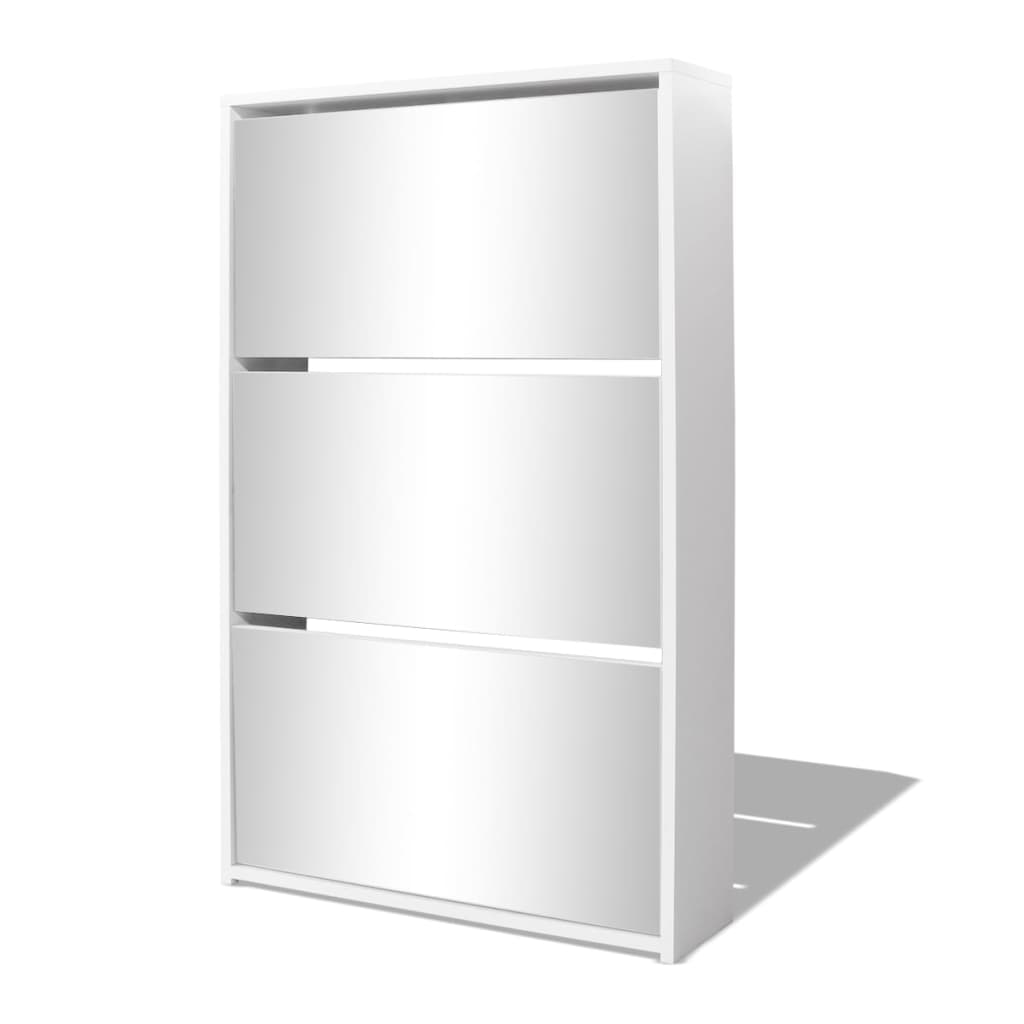 Scarpiera Con 3 Ripiani E Specchio Bianco 63x17x102,5 cm - Image 5