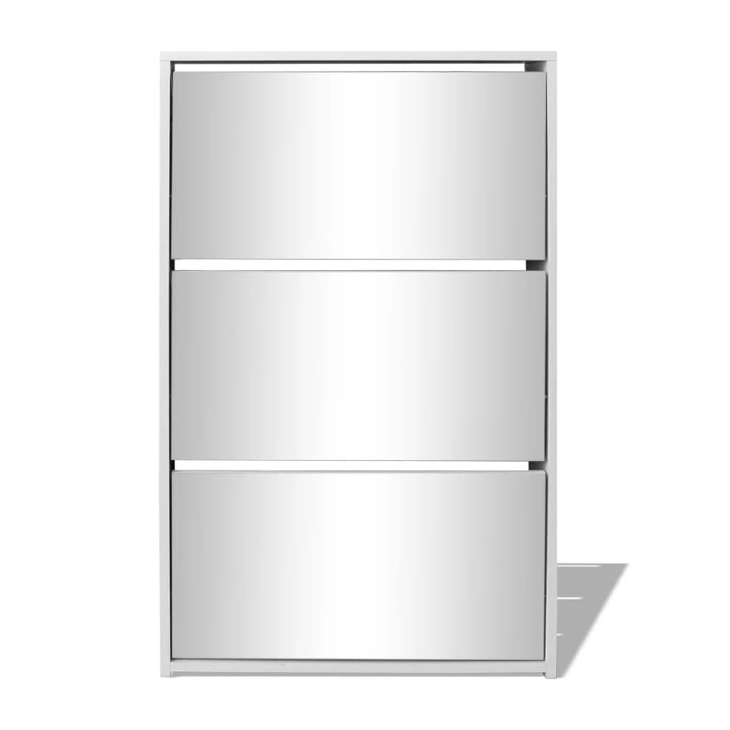 Scarpiera Con 3 Ripiani E Specchio Bianco 63x17x102,5 cm - Image 3