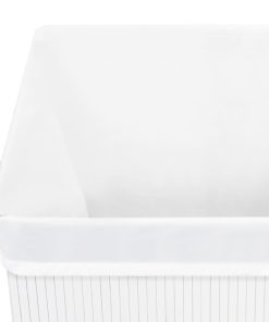 Cesto Portabiancheria In Bambù A Sezione Singola Bianco 83 L