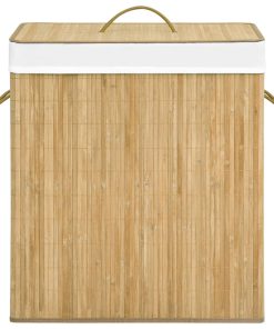 Cesto Portabiancheria In Bambù A 2 Sezioni 100 L