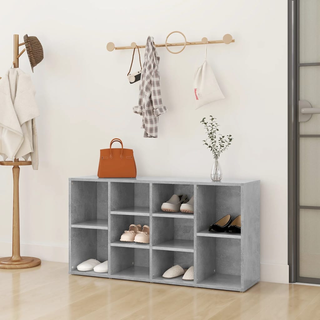 Scarpiera Con Panchina Grigio Cemento 103x30x55cm Multistrato