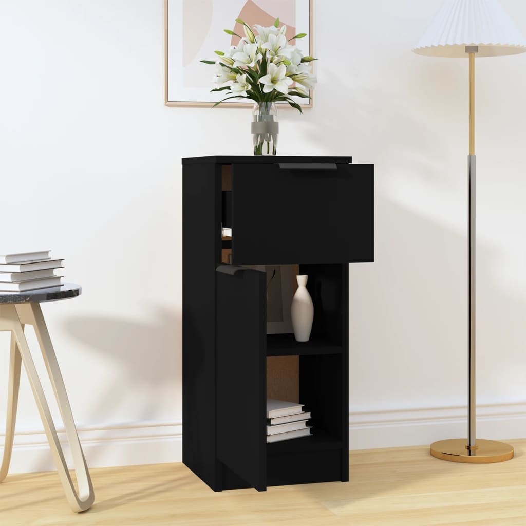 Credenza Nera 30x30x70 Cm In Legno Multistrato - Image 2