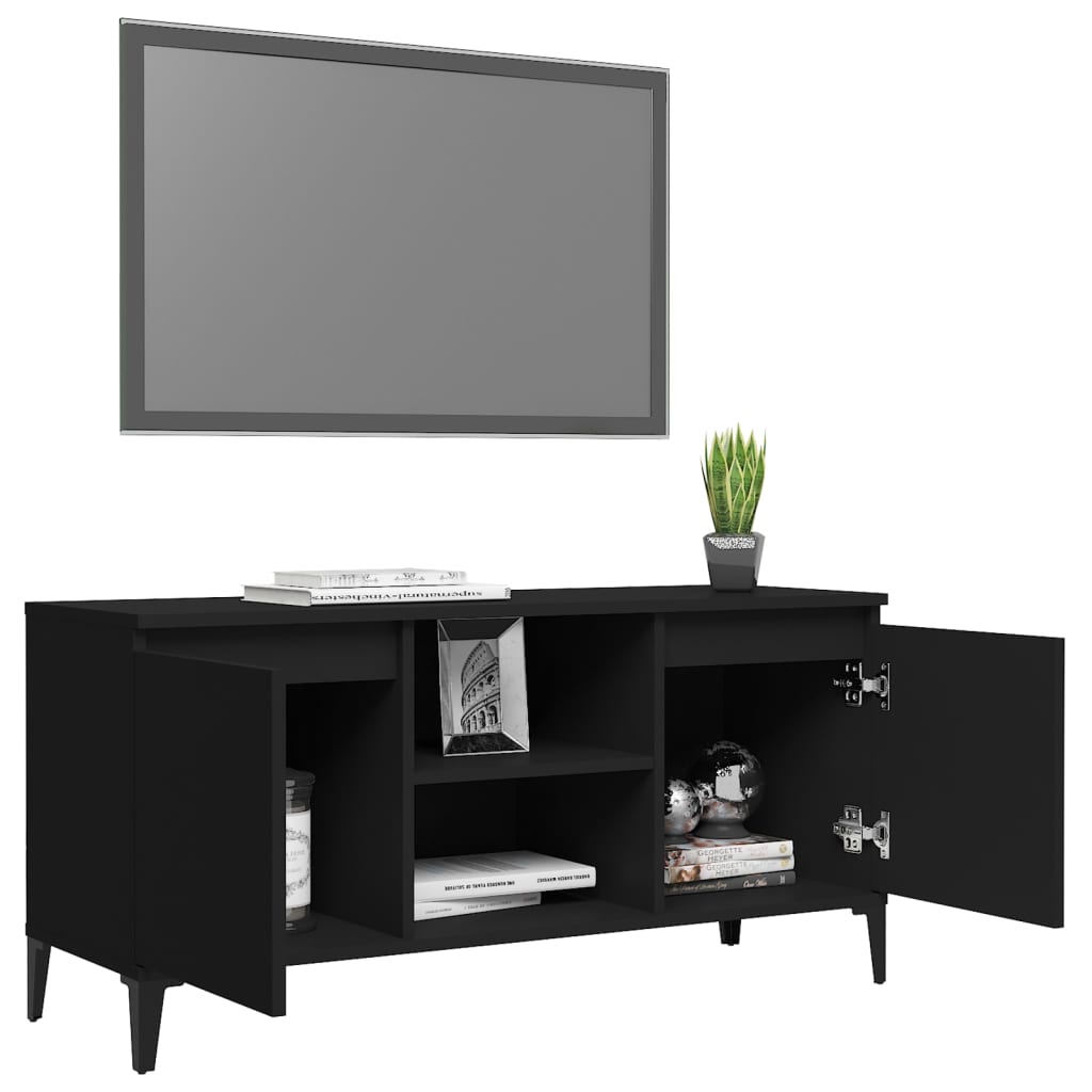 Mobile Tv Con Gambe In Metallo Nero 103,5x30x50 cm - Image 5