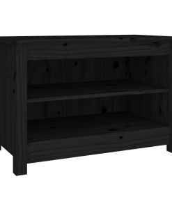 Scarpiera Nera 70x38x45,5 Cm In Legno Massello Di Pino