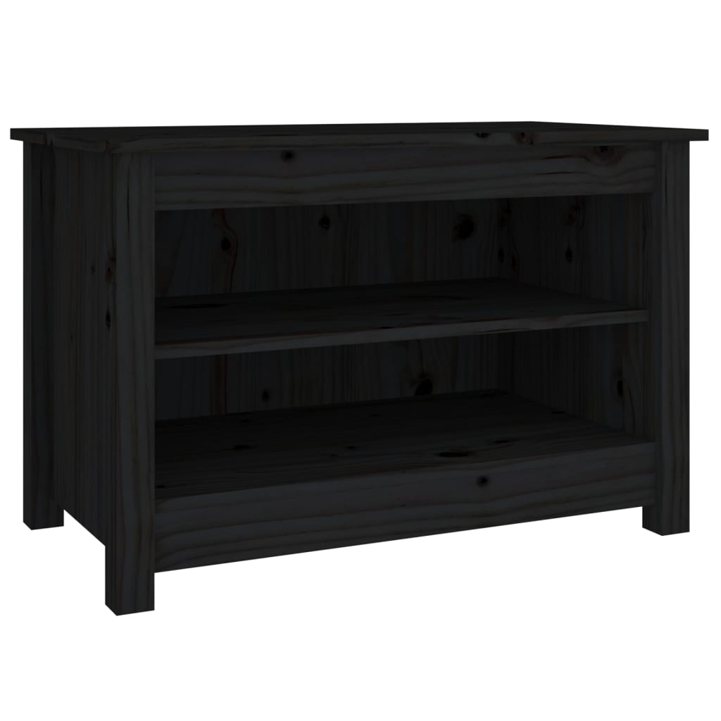 Scarpiera Nera 70x38x45,5 Cm In Legno Massello Di Pino