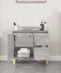 Armadietto Bagno Grigio Sonoma 65x33x60 Cm In Legno Multistrato