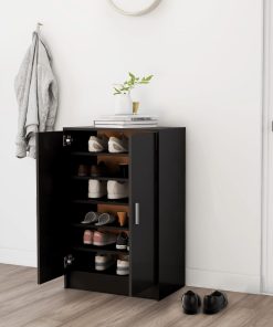 Scarpiera Nera 60x35x92 Cm In Truciolato