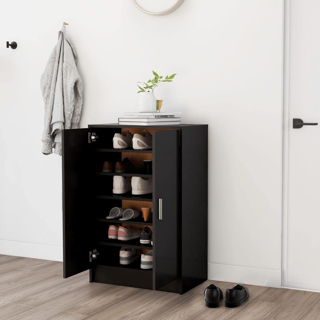 Scarpiera Nera 60x35x92 Cm In Truciolato