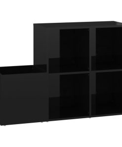Scarpiera Ingresso Nero Lucido 105x35,5x70cm Legno Multistrato