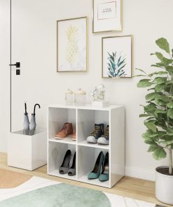 Scarpiera Ingresso Bianco Lucido 105x35,5x70 Legno Multistrato