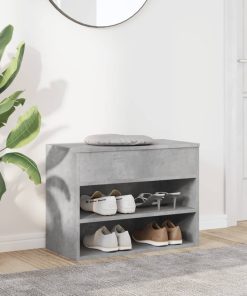 Panca Portascarpe Grigio Cemento 60x30x45 Cm In Truciolato