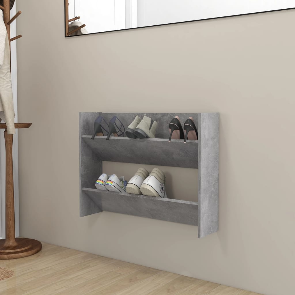 Scarpiera A Muro Grigio Cemento 80x18x60cm In Legno Multistrato - Image 4