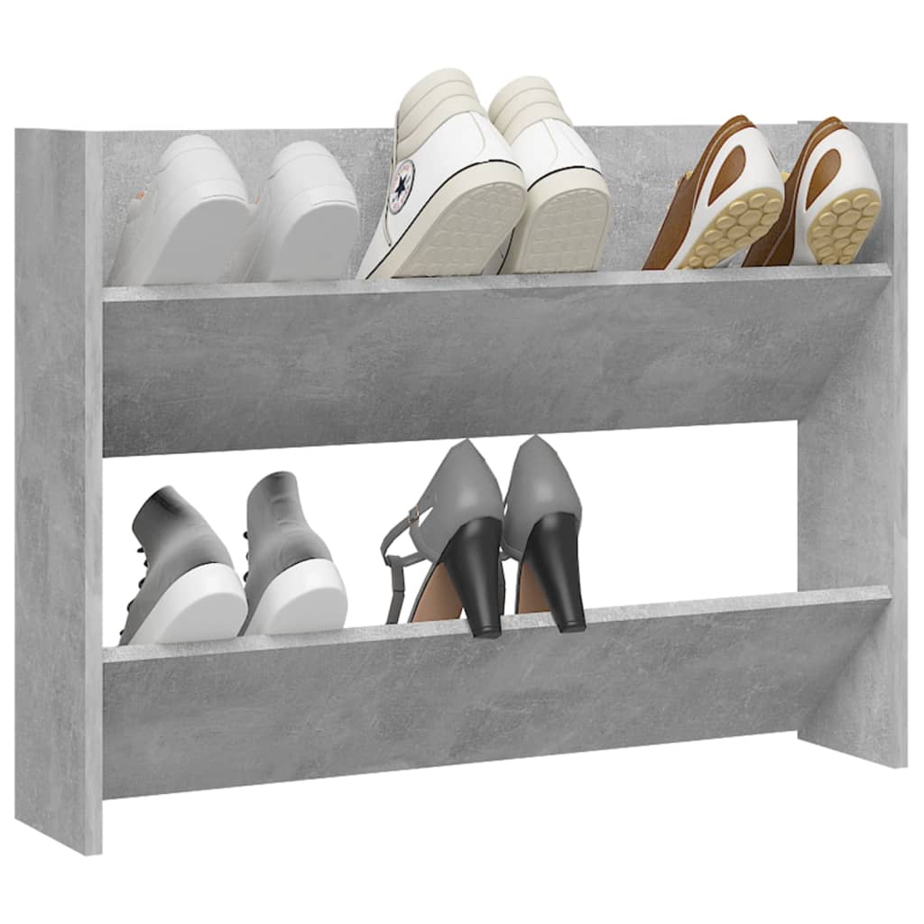 Scarpiera A Muro Grigio Cemento 80x18x60cm In Legno Multistrato - Image 3