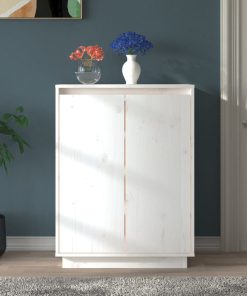 Scarpiera Bianca 60x35x80 Cm In Legno Massello Di Pino