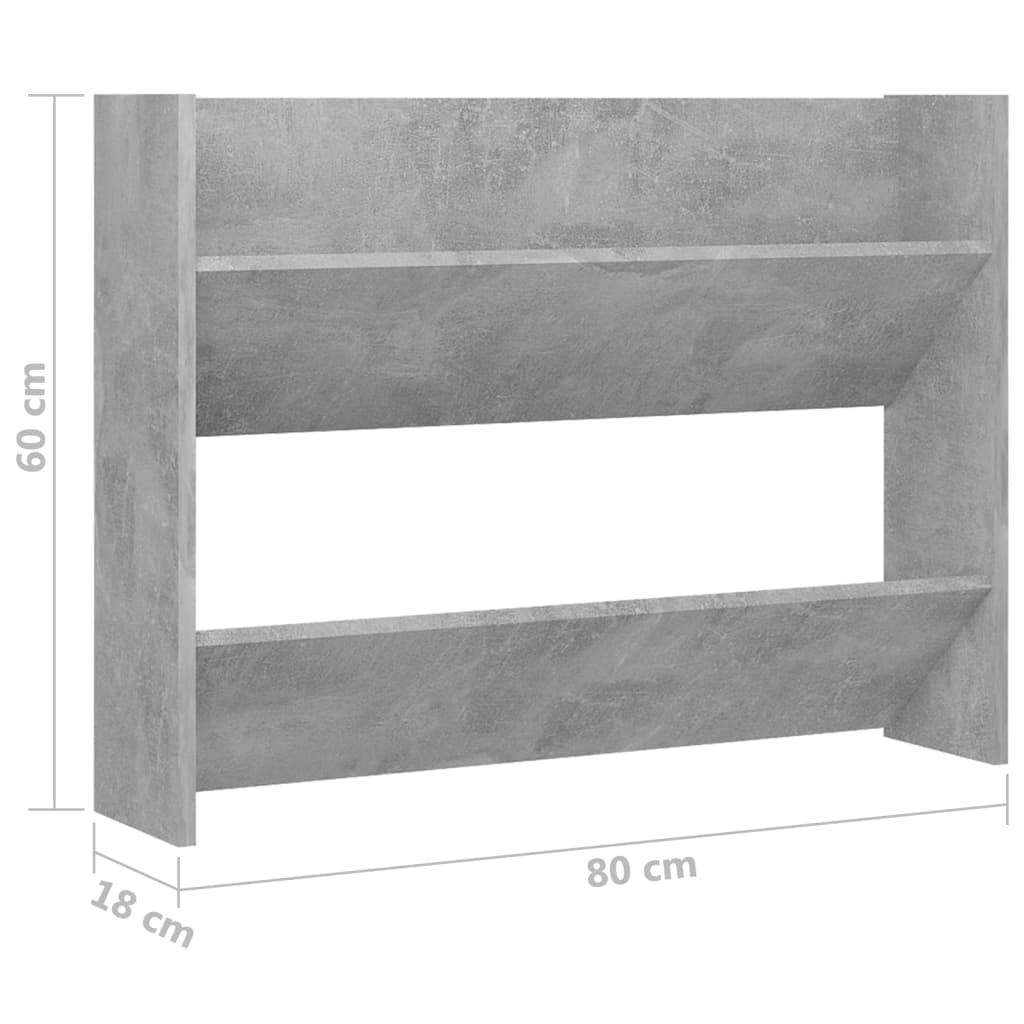 Scarpiera A Muro Grigio Cemento 80x18x60cm In Legno Multistrato - Image 6